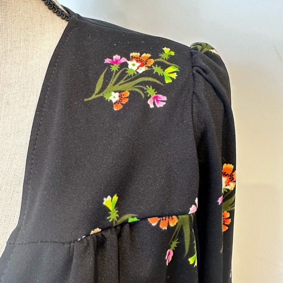 Caron International  floral dress and jacket set VTG 70s EUC SZL black maxi - Picture 3 of 11